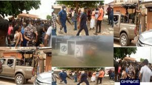 Police clash with angry youth as they set Otumfuo’s shrine on fire
